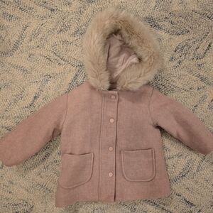 Zara warm pink herringbone coat NWT